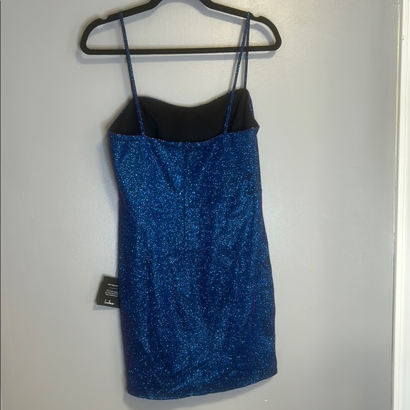 Lulu's Spectacular Sensation Blue Multi Glitter Bodycon Mini Dress NWT - Picture 9 of 11